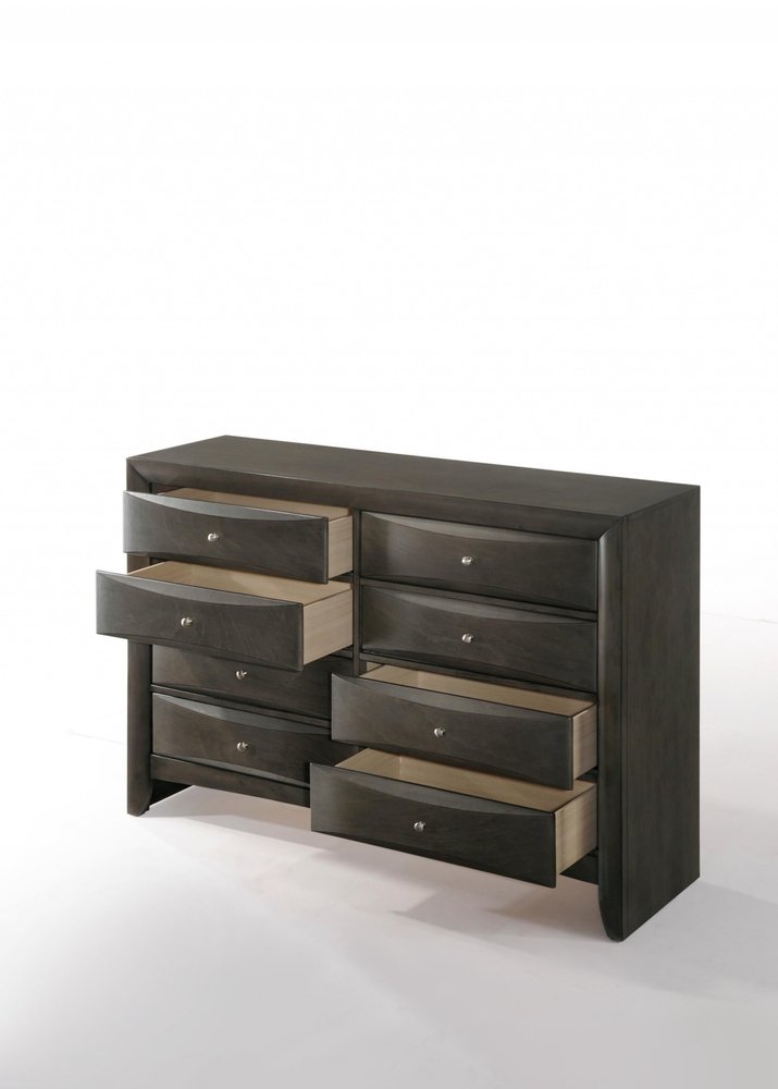 32" Gray Wood Five Drawer Dresser