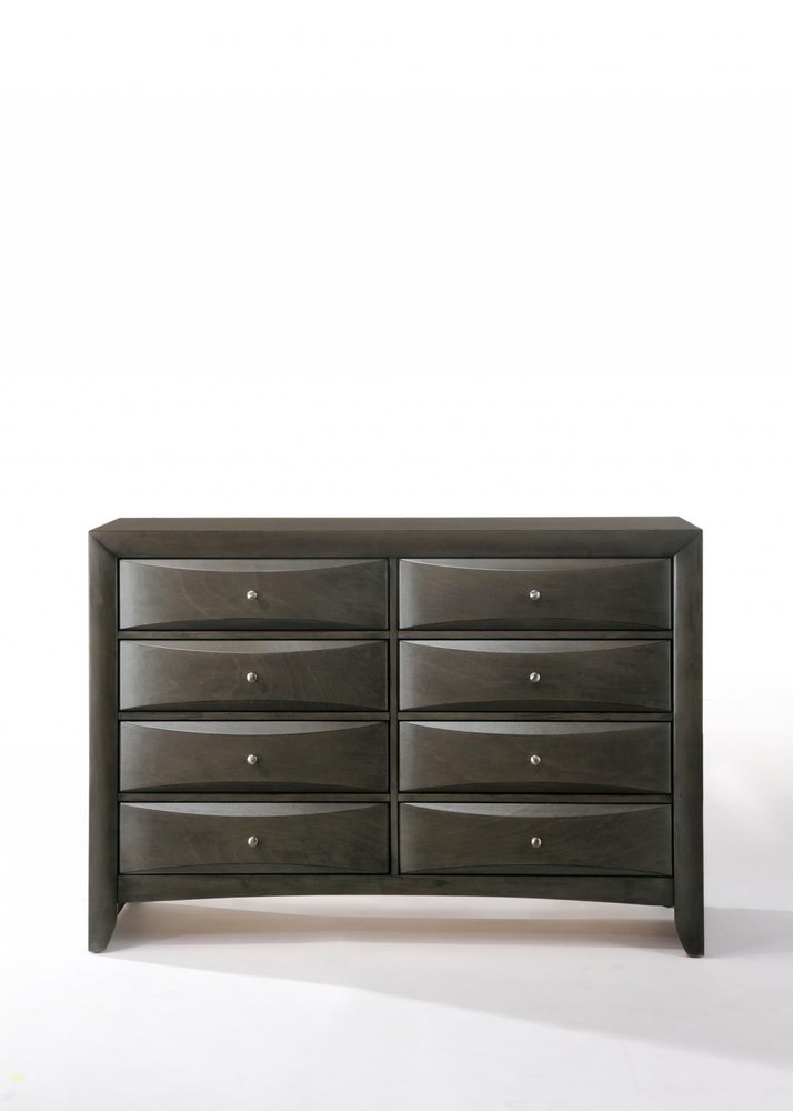 32" Gray Wood Five Drawer Dresser