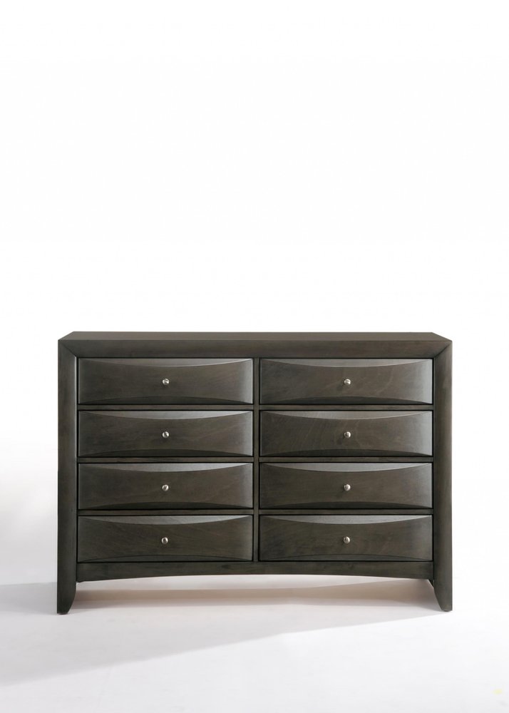 32" Gray Wood Five Drawer Dresser