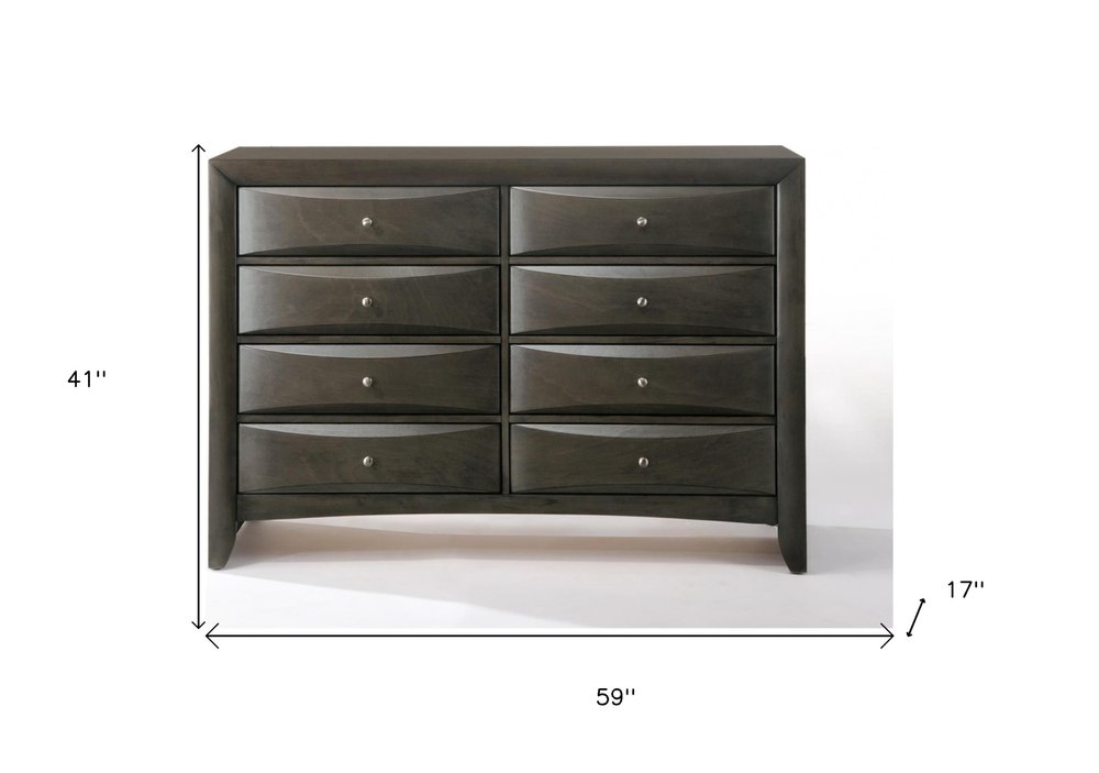 32" Gray Wood Five Drawer Dresser