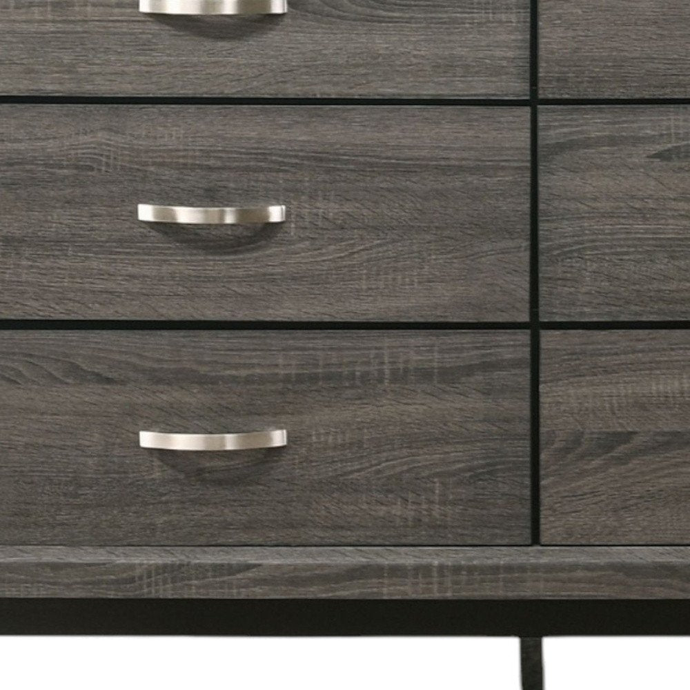 31" Gray Wood Five Drawer Dresser