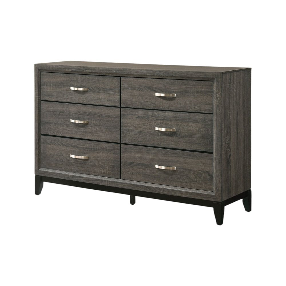 31" Gray Wood Five Drawer Dresser