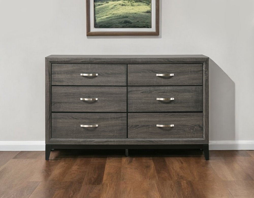 31" Gray Wood Five Drawer Dresser