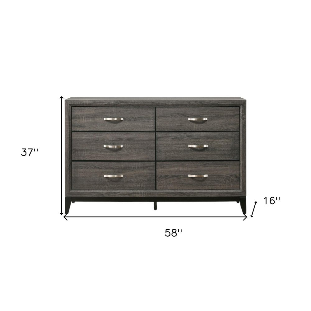 31" Gray Wood Five Drawer Dresser
