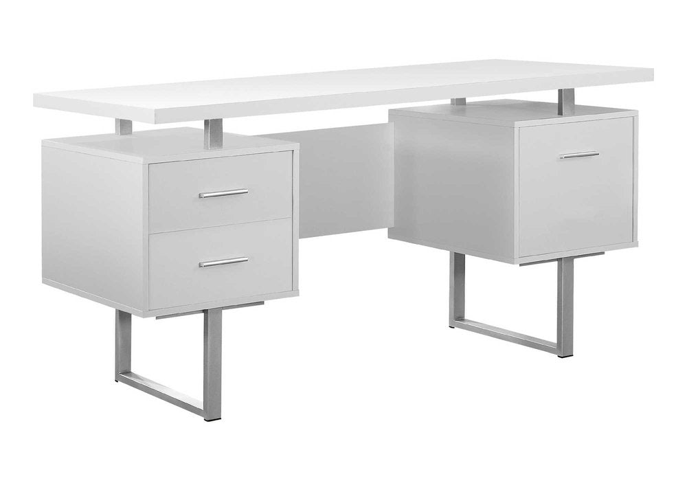 24" Black and Silver Computer Desk With Three Drawers