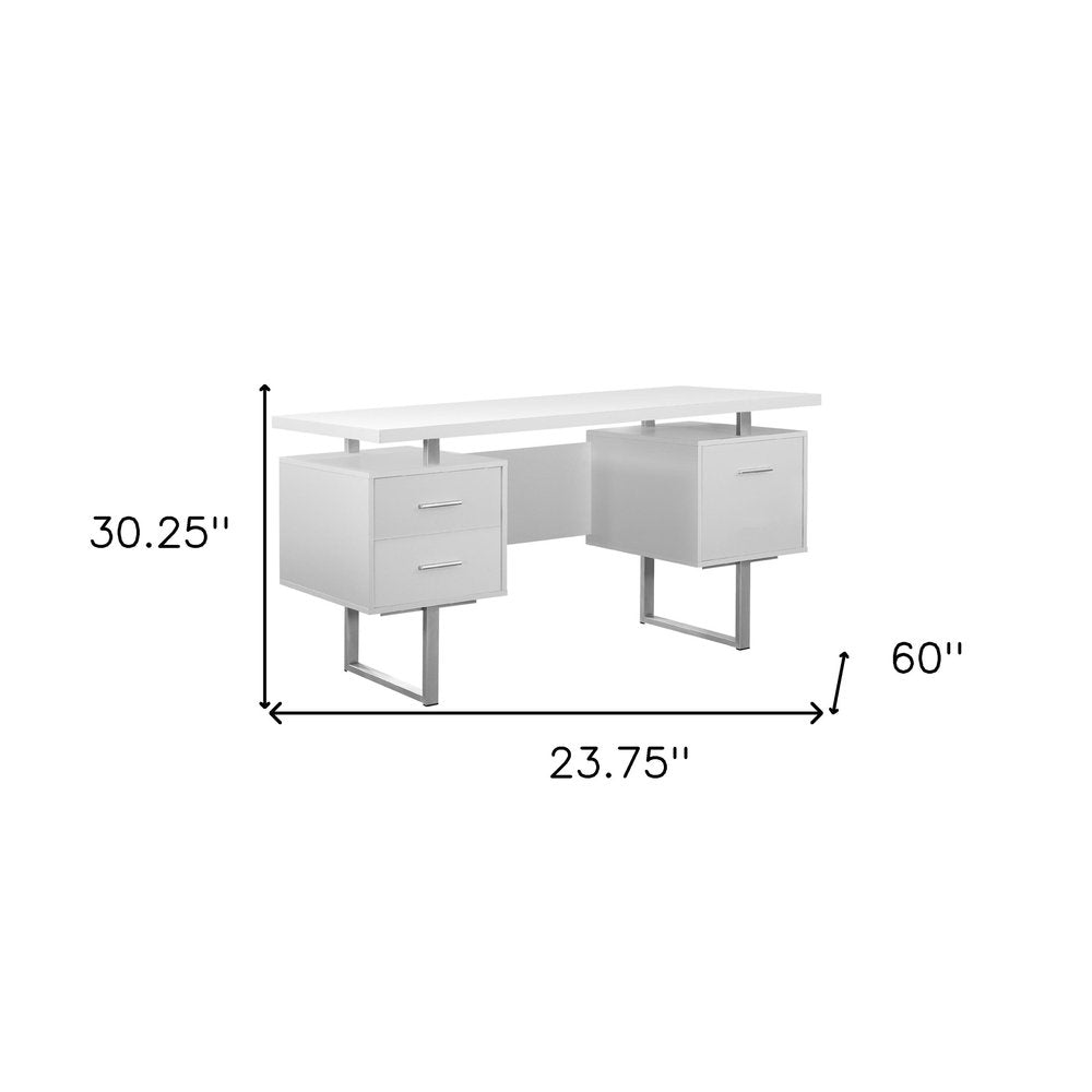 24" Black and Silver Computer Desk With Three Drawers