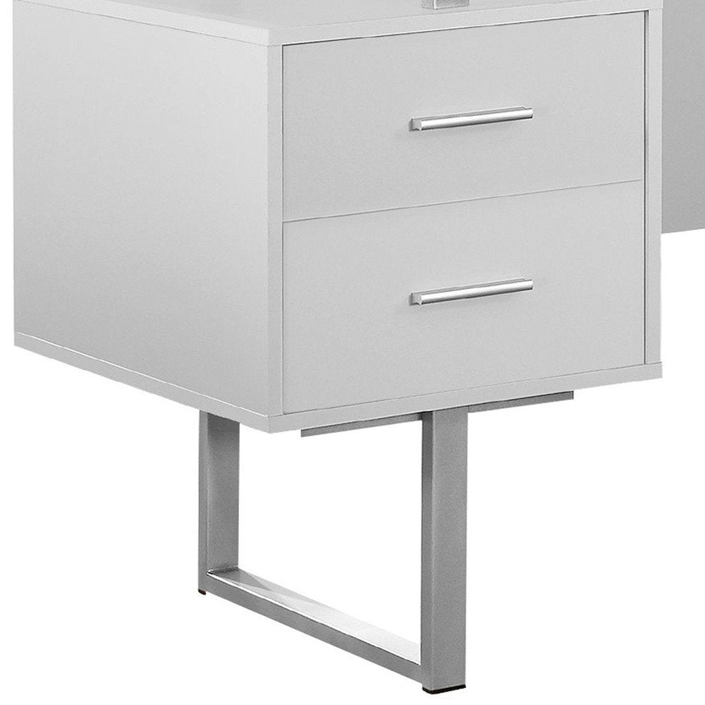 24" Black and Silver Computer Desk With Three Drawers