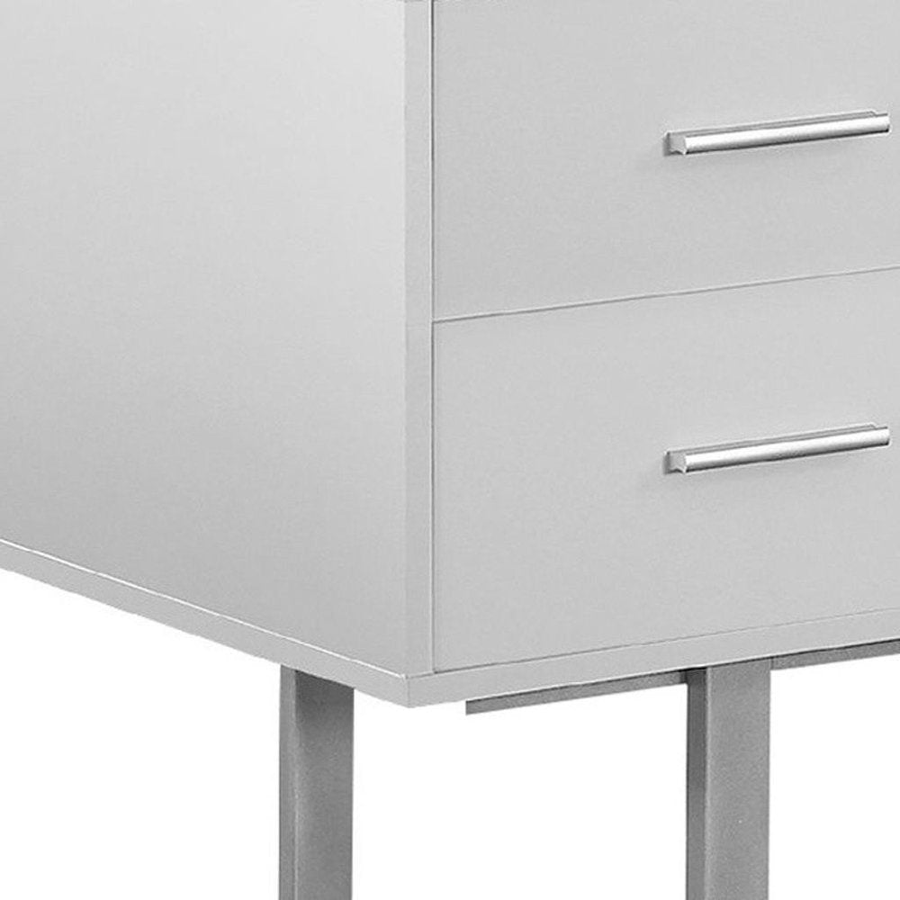 24" Black and Silver Computer Desk With Three Drawers