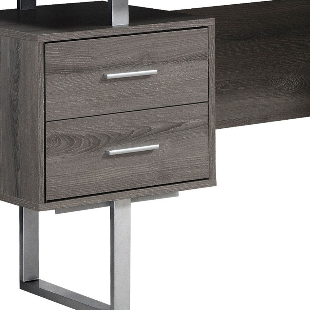 24" Black and Silver Computer Desk With Three Drawers