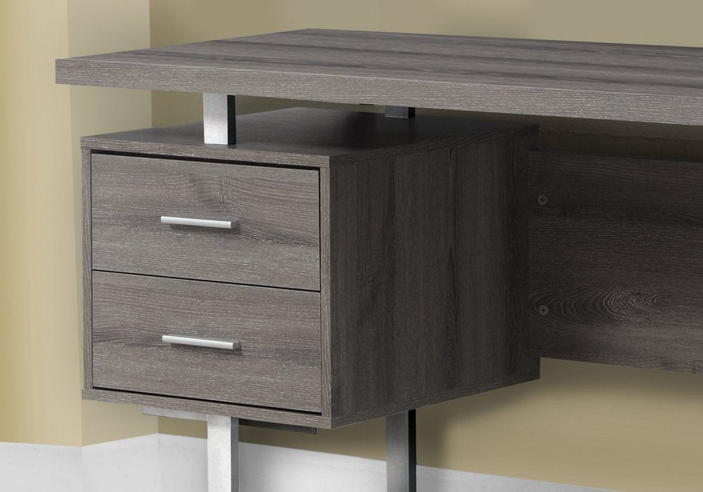 24" Black and Silver Computer Desk With Three Drawers