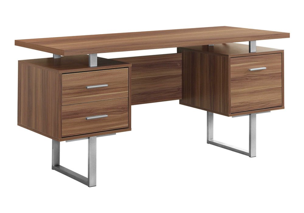 24" Black and Silver Computer Desk With Three Drawers