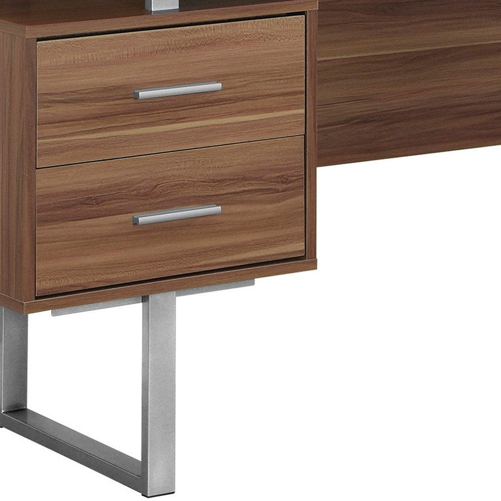 24" Black and Silver Computer Desk With Three Drawers