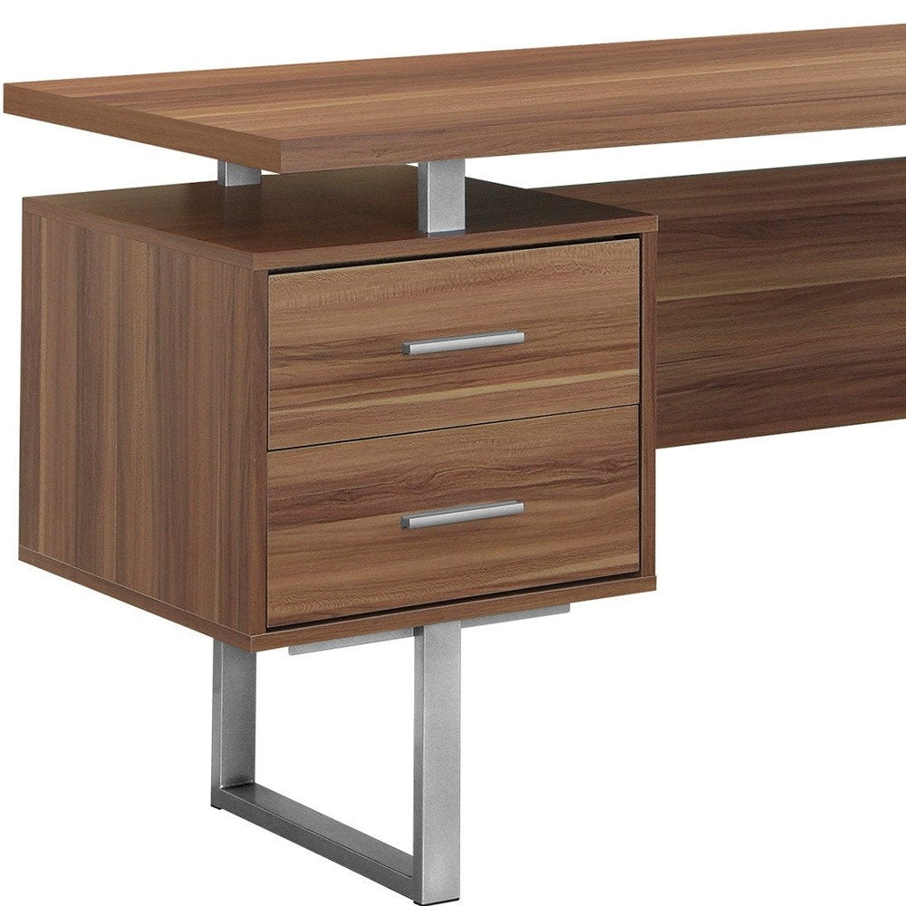 24" Black and Silver Computer Desk With Three Drawers