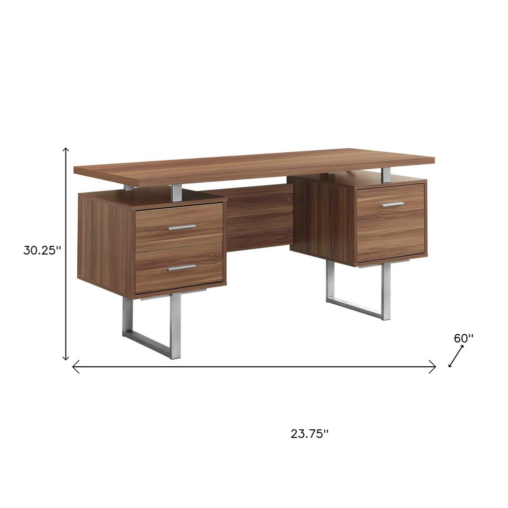 24" Black and Silver Computer Desk With Three Drawers