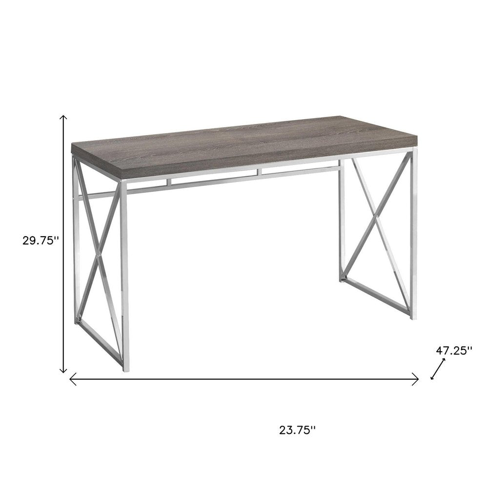24" Taupe and Silver Computer Desk