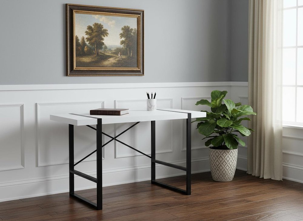 24" White and Black Computer Desk