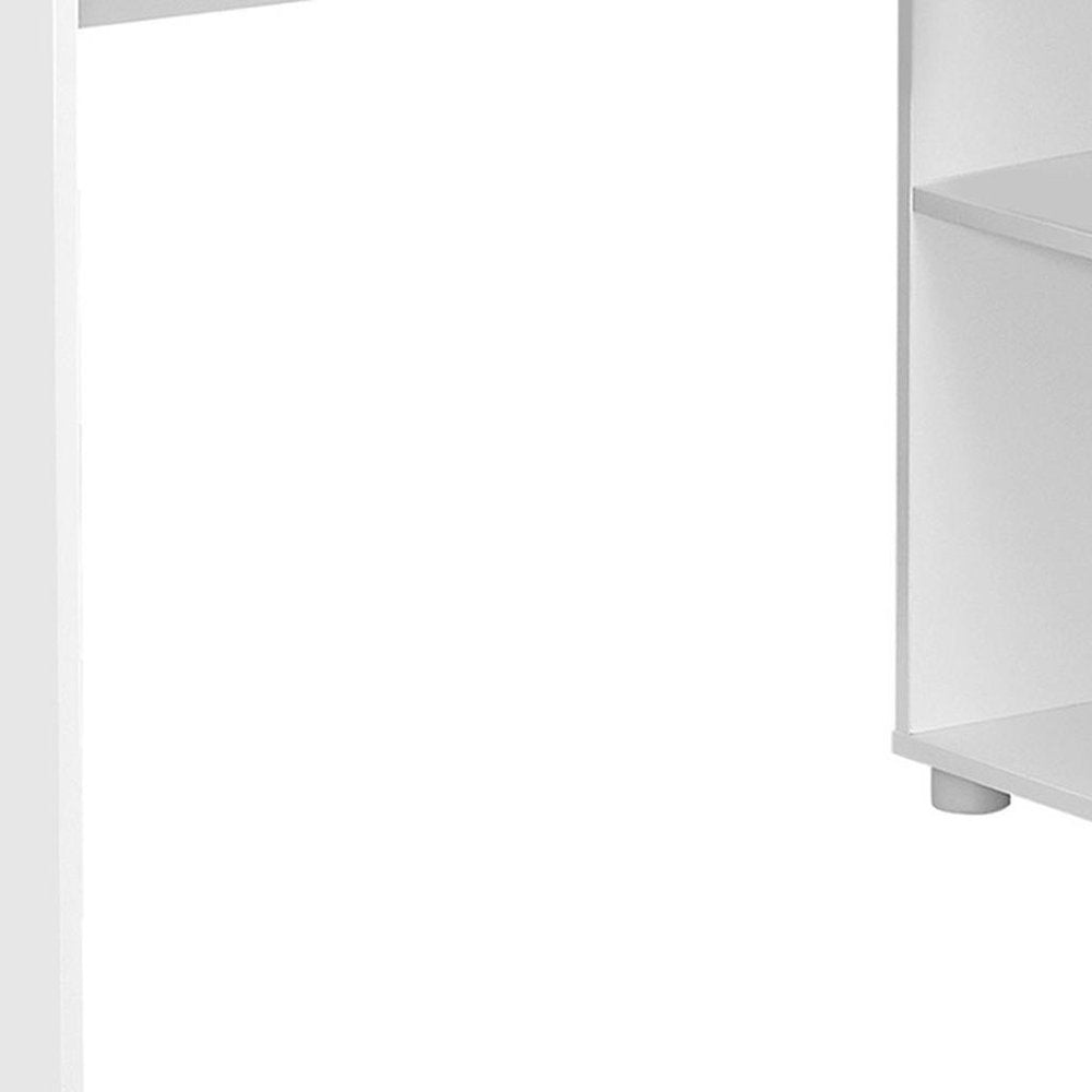 34" White L Shape Computer Desk With Two Drawers