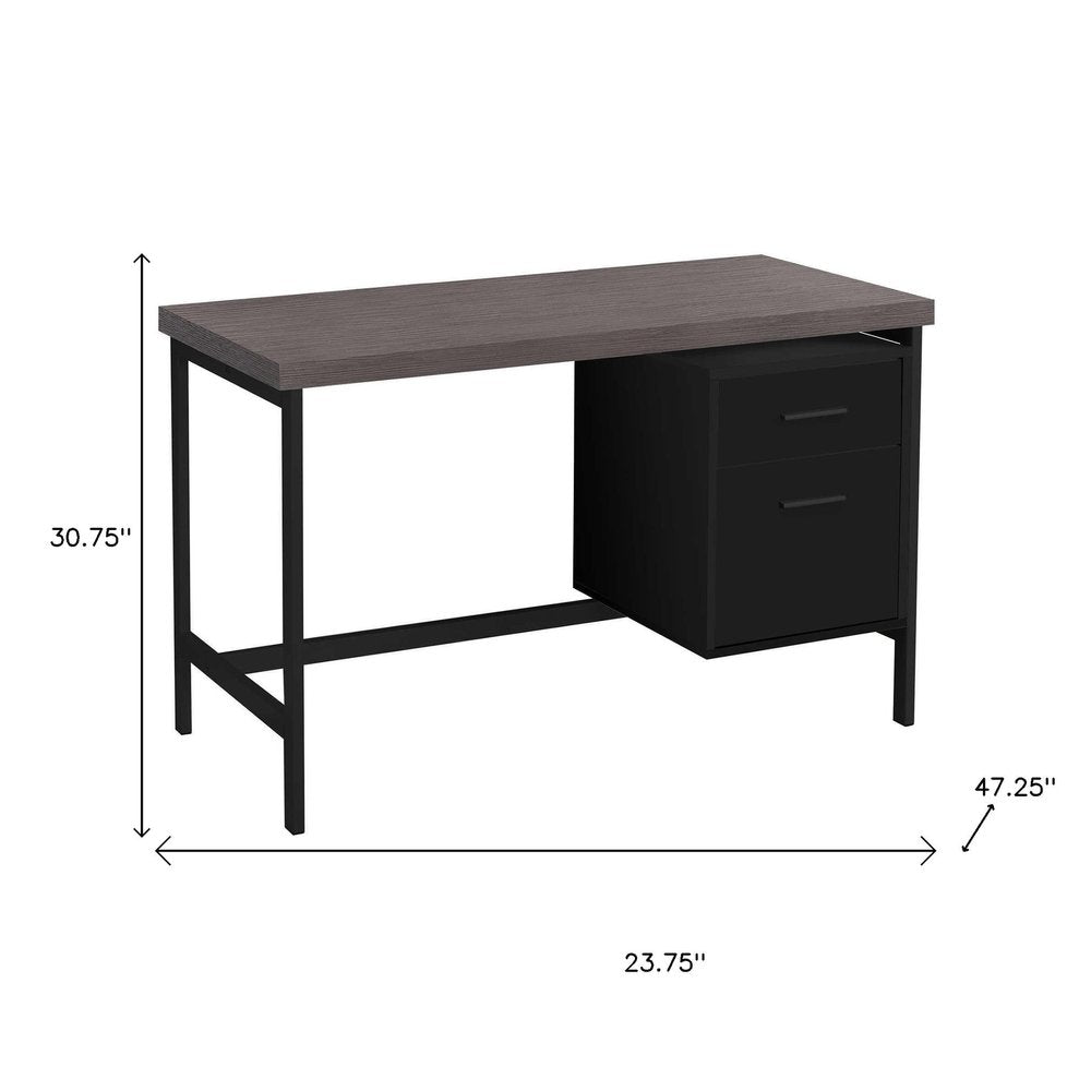 24" White and Silver Computer Desk With Two Drawers