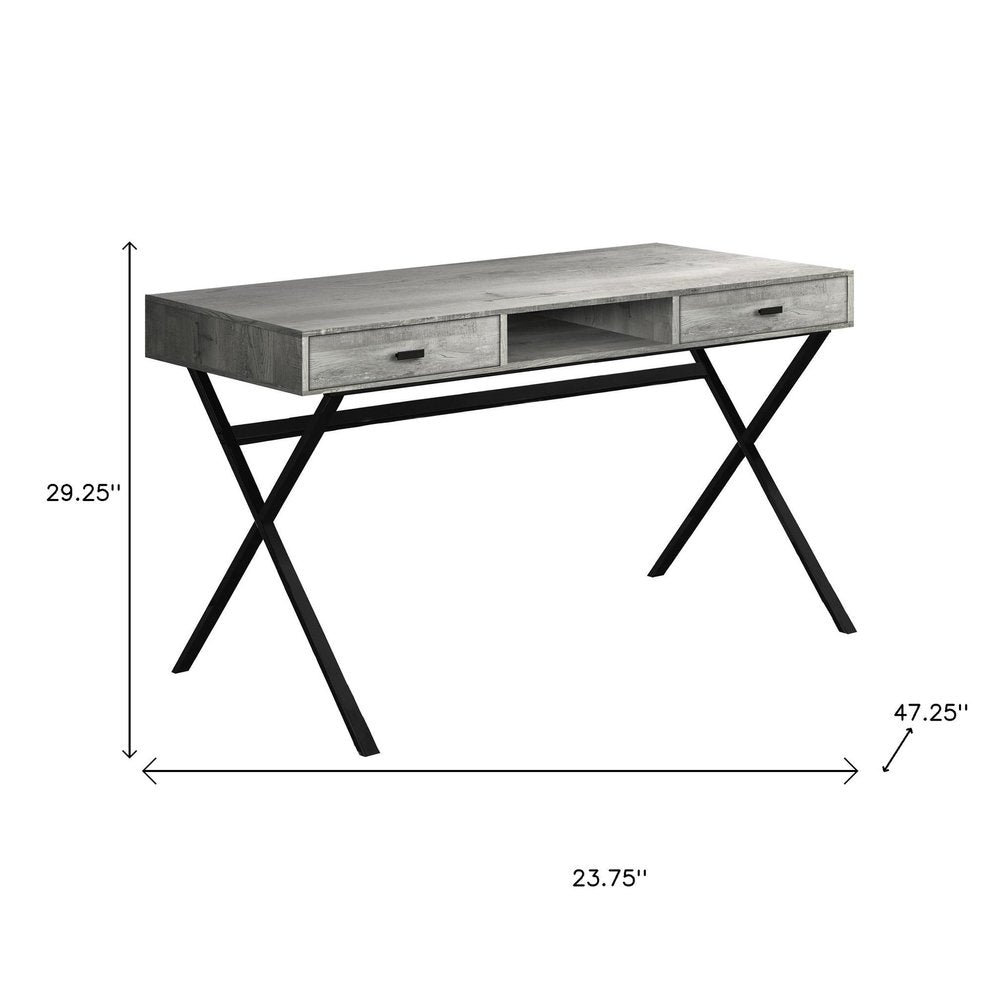 24" White and Silver Computer Desk With Two Drawers