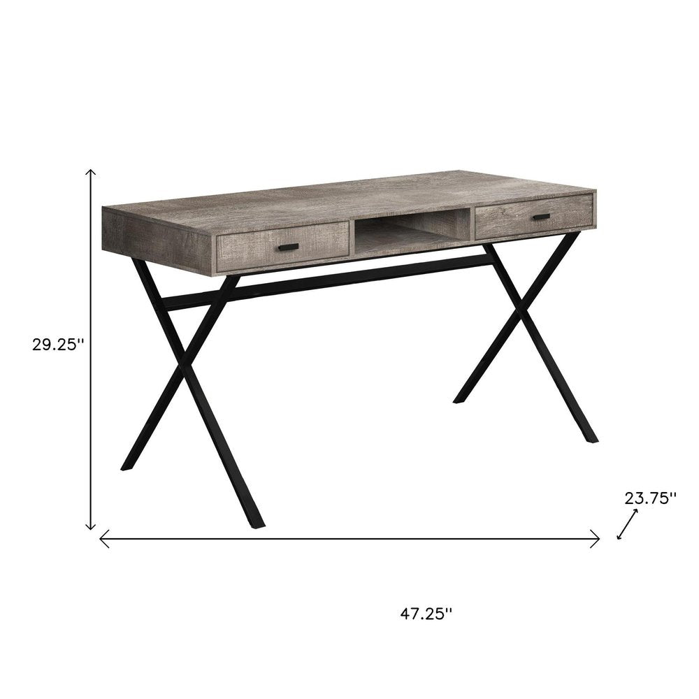 24" White and Silver Computer Desk With Two Drawers