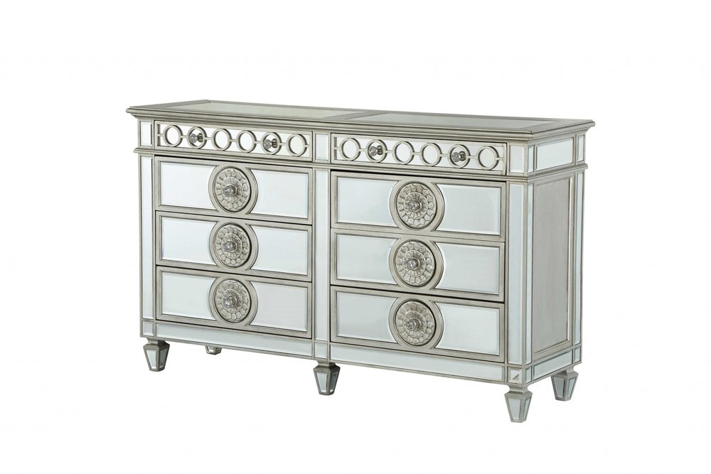 21" X 44" X 56" Mirrored Wood Chest