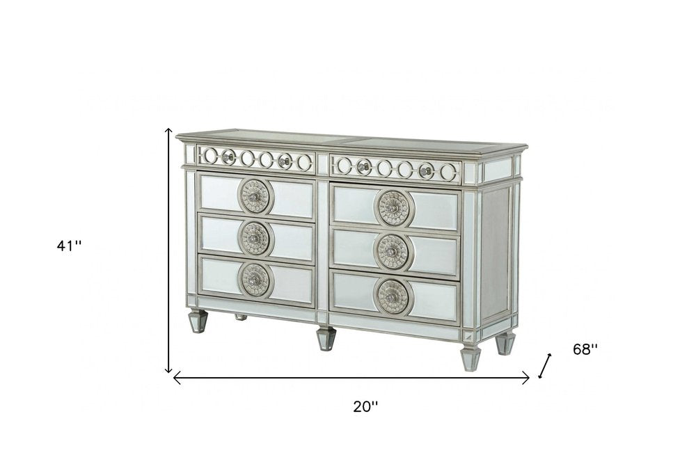 21" X 44" X 56" Mirrored Wood Chest