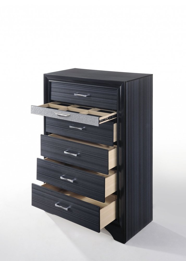 63" Black Manufactured Wood Nine Drawer Gentlemans Chest