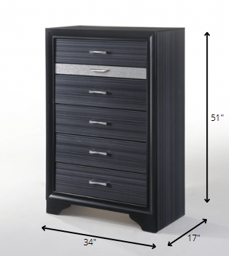 63" Black Manufactured Wood Nine Drawer Gentlemans Chest