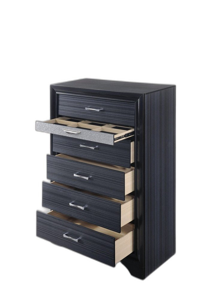 63" Black Manufactured Wood Nine Drawer Gentlemans Chest