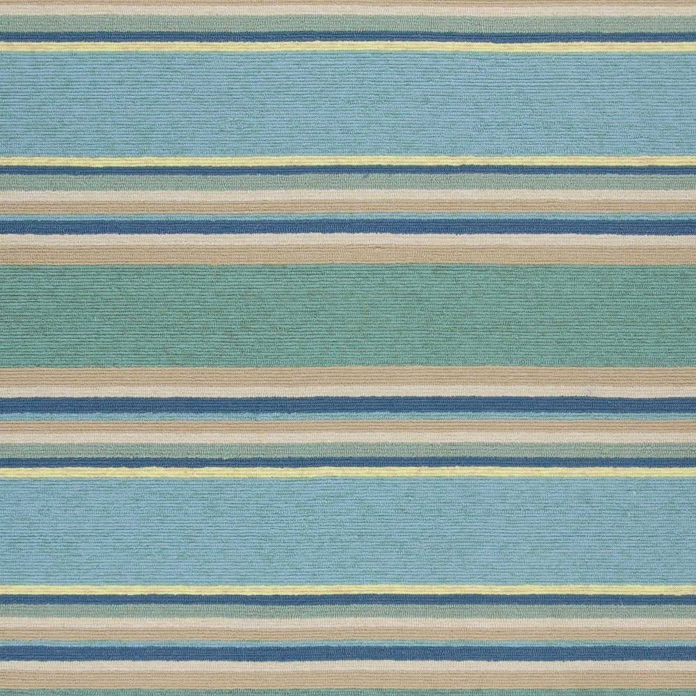 8' X 10' Blue Striped Handmade Indoor Outdoor Area Rug