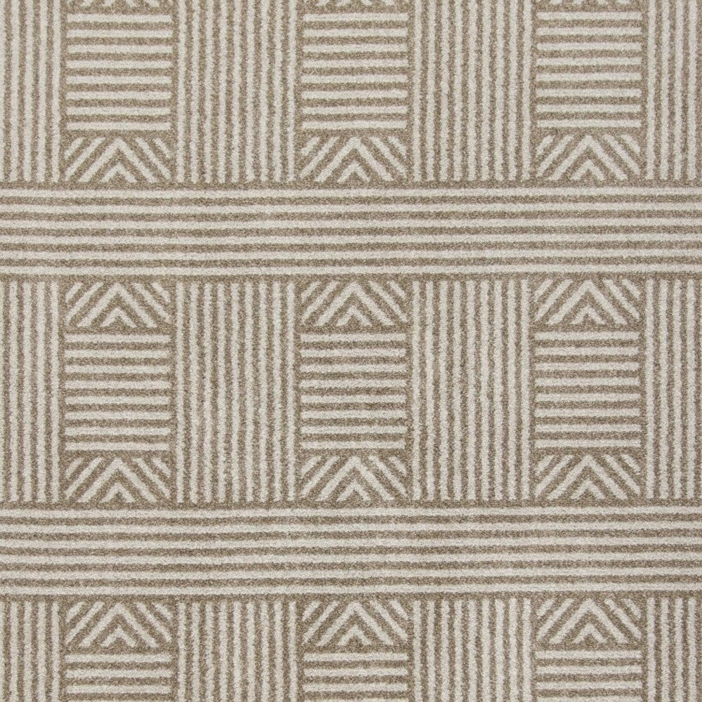 7' X 9' Beige And Ivory Geometric Indoor Outdoor Area Rug