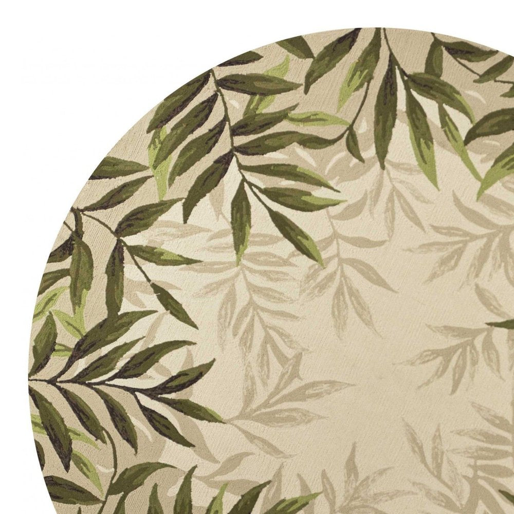 8' X 10' Beige Floral Handmade Indoor Outdoor Area Rug
