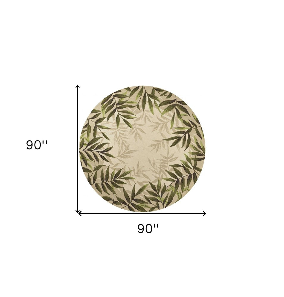 8' X 10' Beige Floral Handmade Indoor Outdoor Area Rug