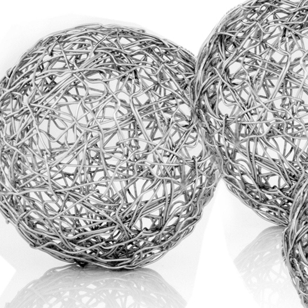 Set of Three Gold Wire 3" Decorative Orbs