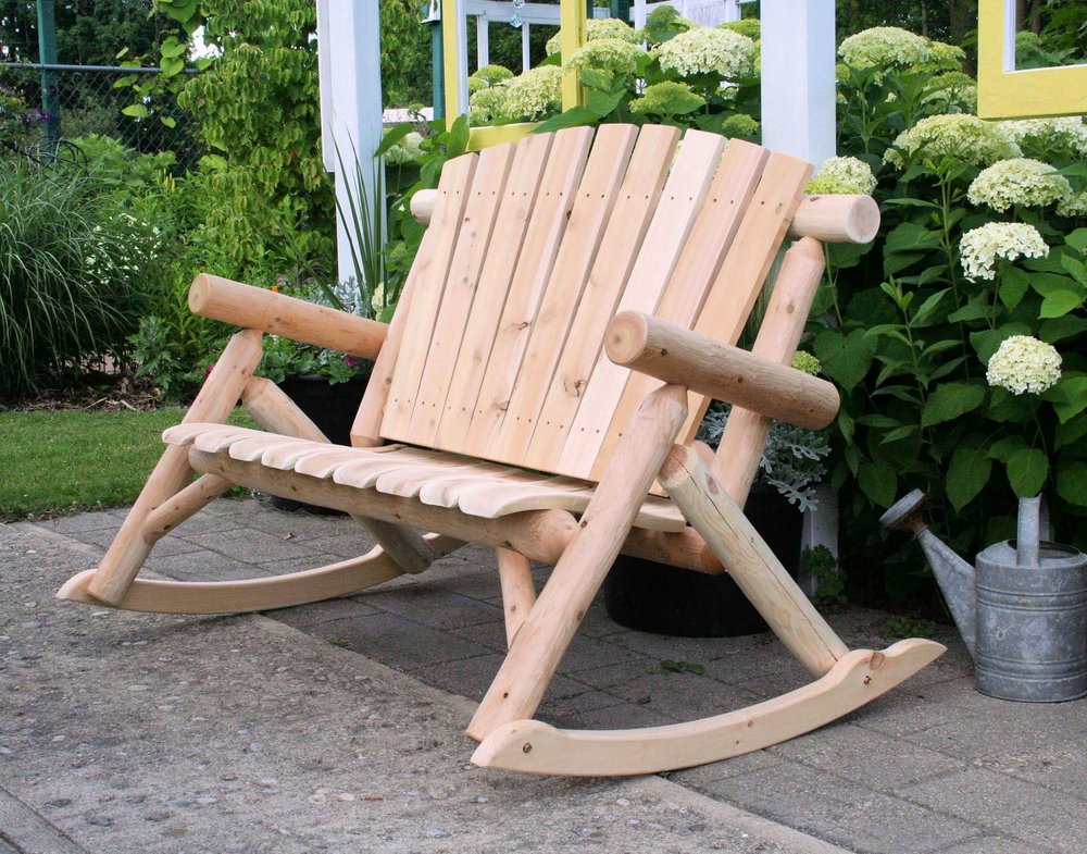 53" X 42" X 40" Natural Wood Rocking Loveseat