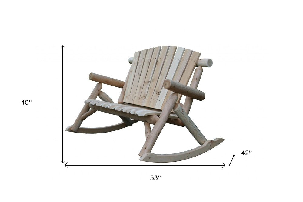53" X 42" X 40" Natural Wood Rocking Loveseat