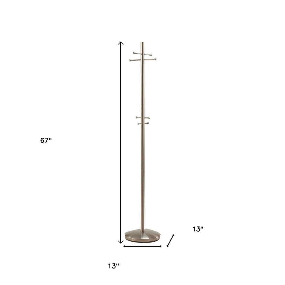 67" Brushed Steel Coat Rack