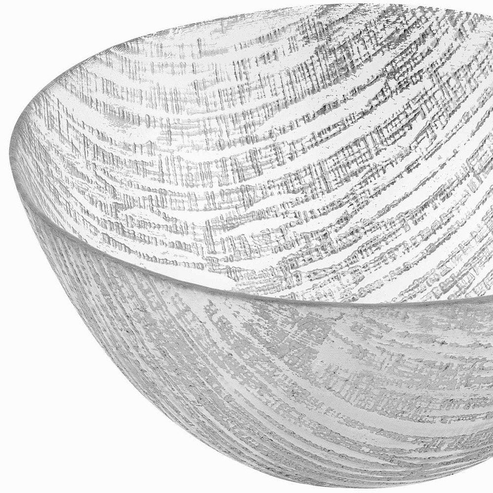 9" Clear And Silver Lead Free Crystal Round Serving Bowl