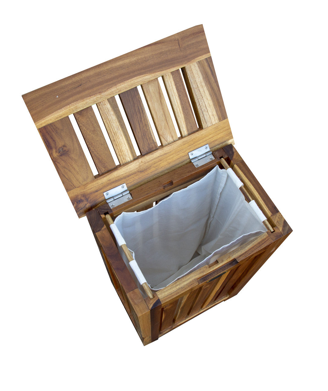 24" Brown Solid Wood Laundry Hamper With Lid