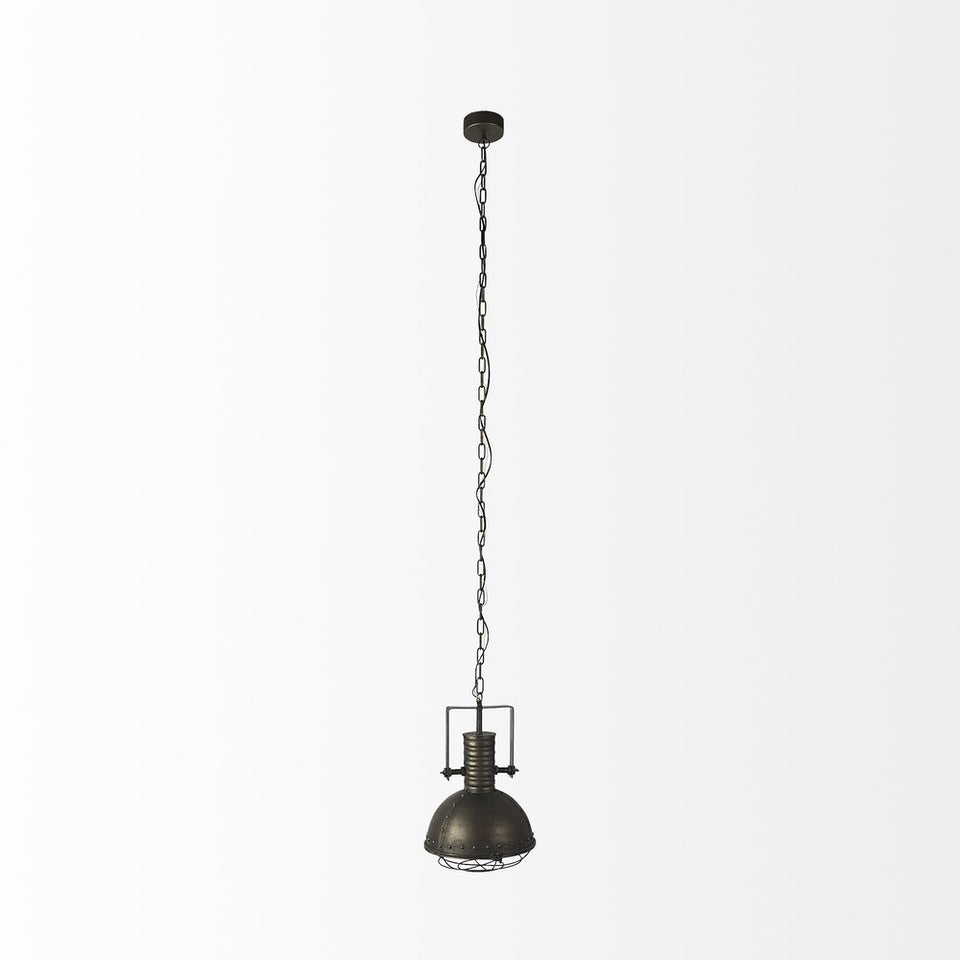 Industrial Caged Black Metal Hanging Light