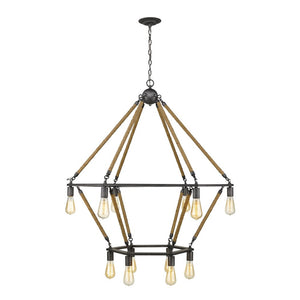 Brown and Black Twelve Light Metal Dimmable Chandelier