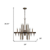 Brown Candle Style Multi Light Metal Dimmable Chandelier