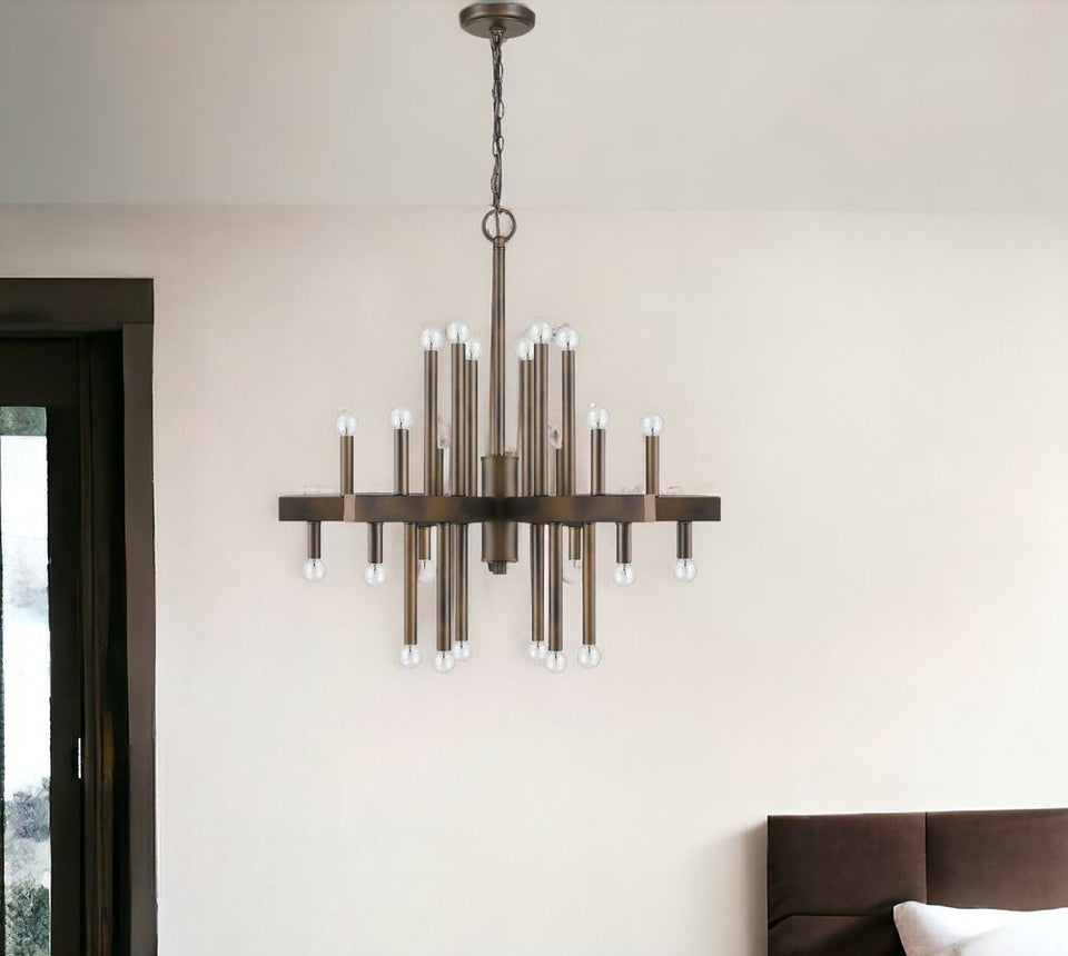 Brown Candle Style Multi Light Metal Dimmable Chandelier