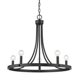 Black Candle Style Five Light Metal Dimmable Chandelier