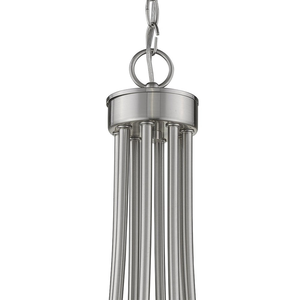 Silver Candle Style Eight Light Metal Dimmable Chandelier