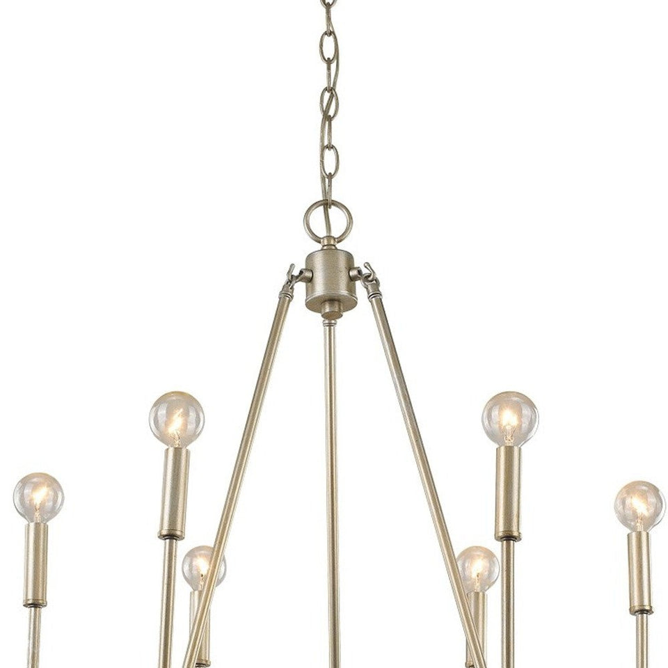 Gold Candle Style Six Light Metal Dimmable Chandelier