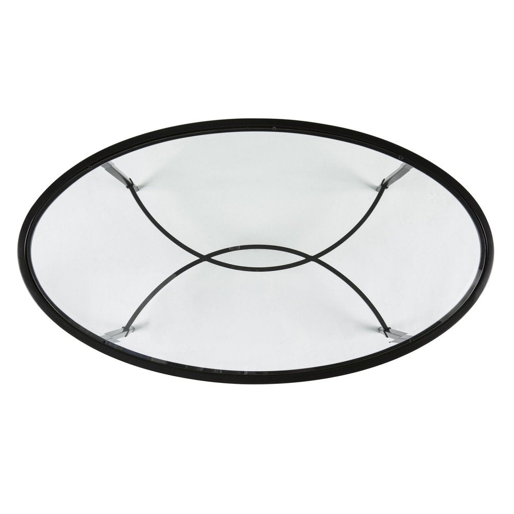 45" Clear and Black Glass and Metal Oval Coffee Table