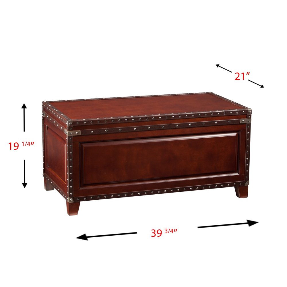 40" Brown Solid Wood And Metal Rectangular Coffee Table
