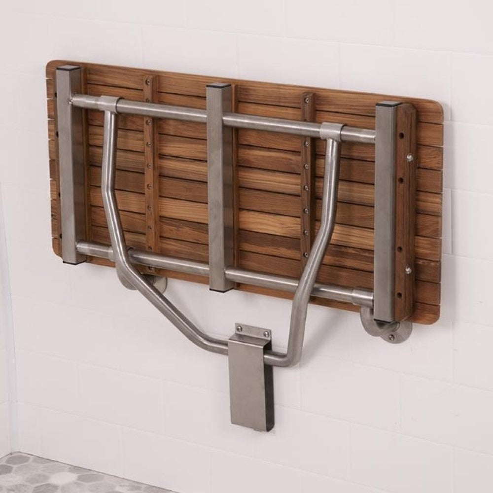 28" Brown Premium Wall Mount Teak Shower Bench