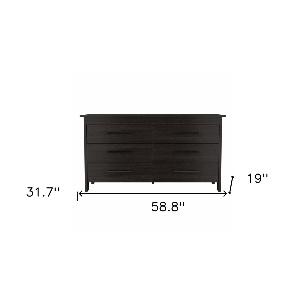 59" White Six Drawer Double Dresser